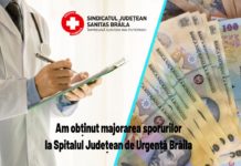 Sanitas Brăila a negociat și obținut majorarea sporurilor la Spitalul Județean de Urgență, cu ajutorul și implicarea președintelui Consiliului Județean